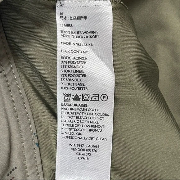 Eddie Bauer Olive Camo Green Skorts Casual Adventurer arrow print - Picture 13 of 16